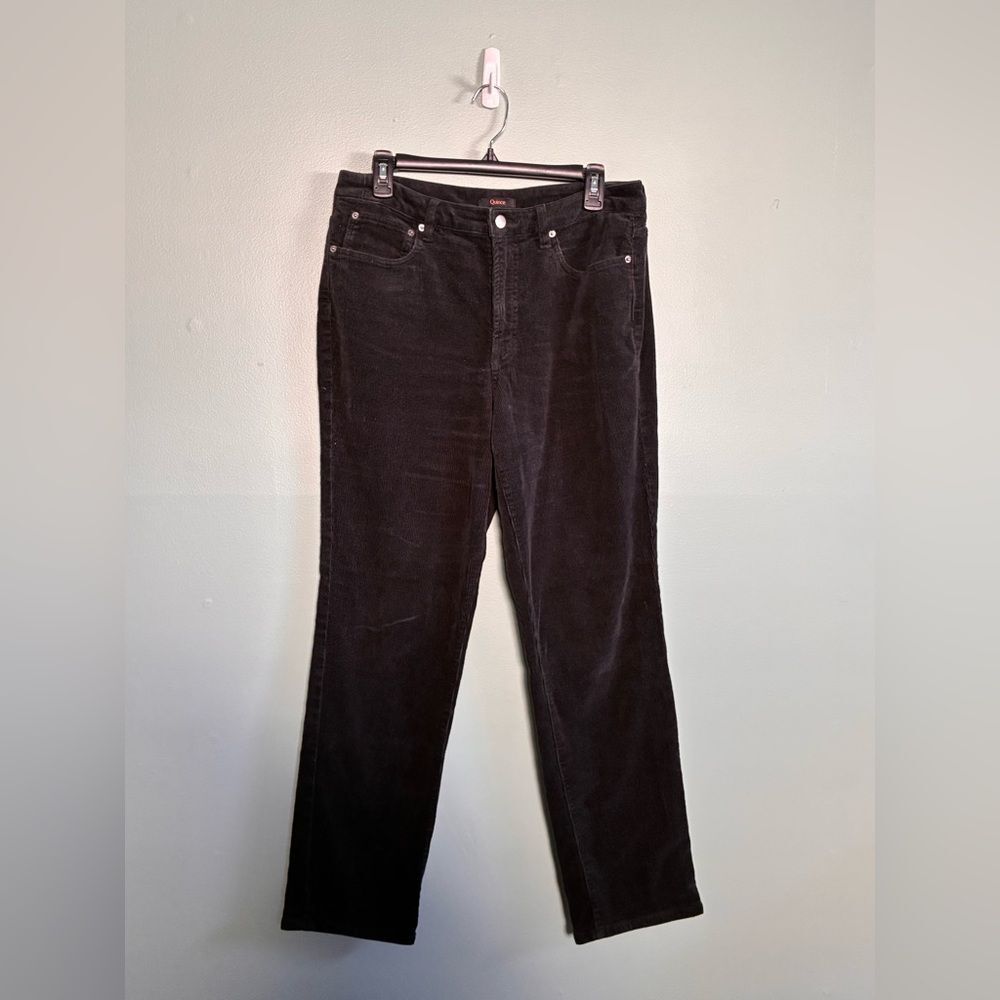 Quince Women’s Organic Stretch Straight Leg Black Corduroy Pants Sz 10